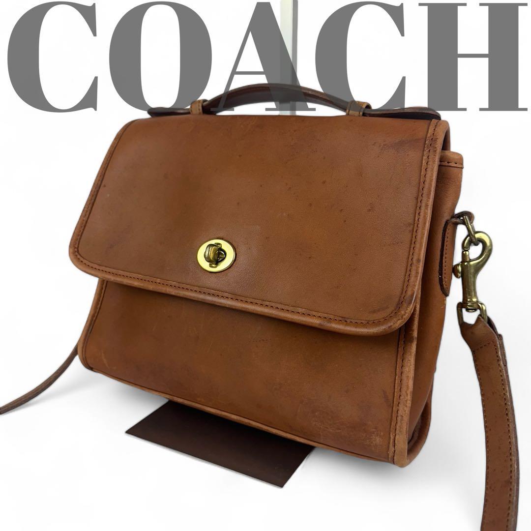 【良品】オールドコーチ メッセンジャーバッグ ターンロック 本革 ベージュC18
