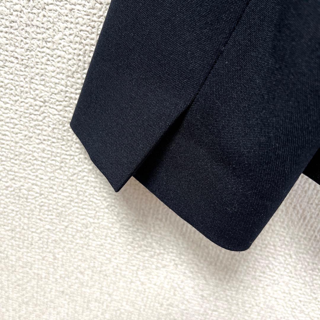 プラステ　セットアップ　スーツ　レディース　ネイビー　ノーカラー 卒業式