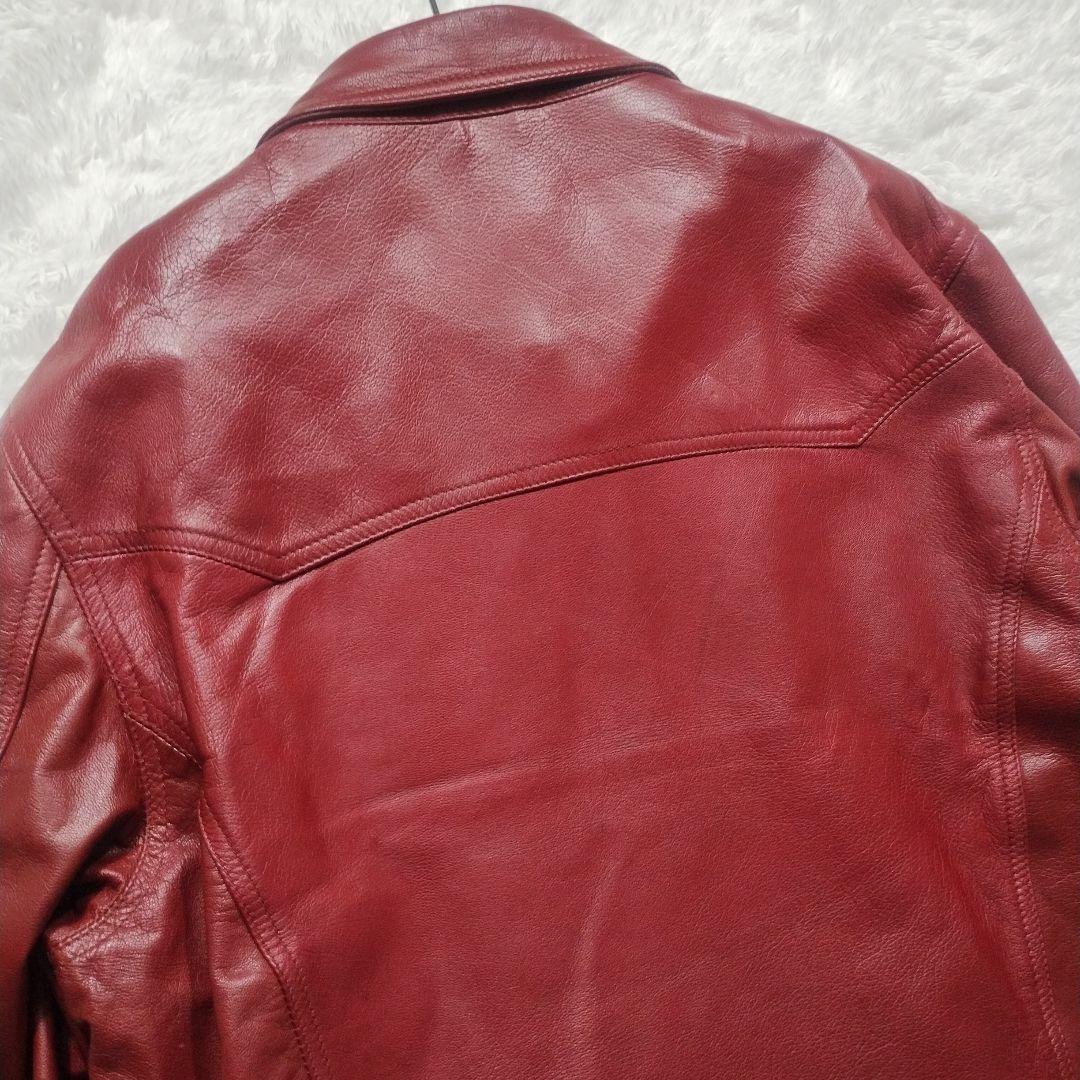 超レア　DEGNER　山羊革　シングルライダースジャケット　コンチョ釦　L　赤
