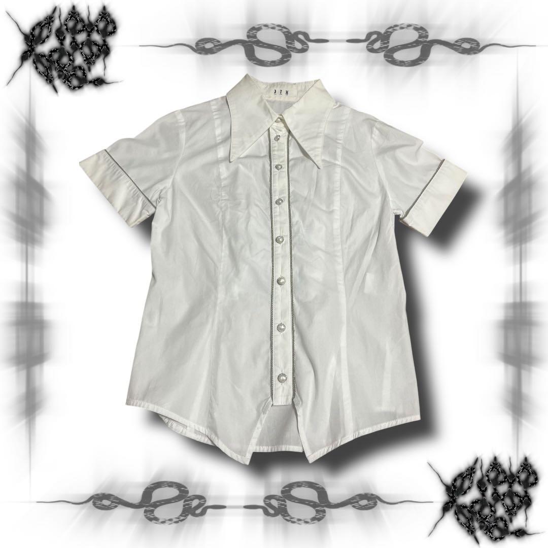 トップス Black Peace Now Big Collar Lace-up Shirt
