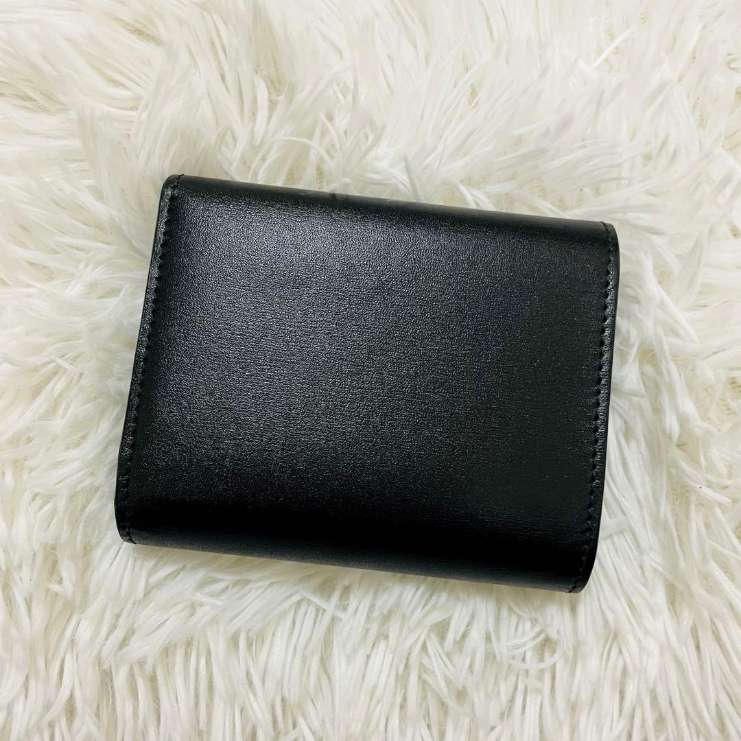 極美✨セリーヌ 三つ折り財布 トリオンフ レザー ブラック ゴールド