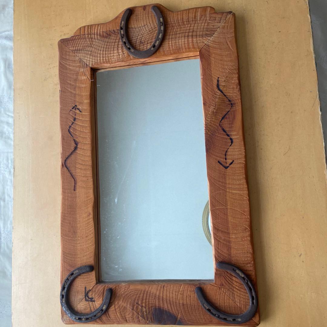 カントリー雑貨ハンドメイド　ウッドミラー鏡　壁掛け
