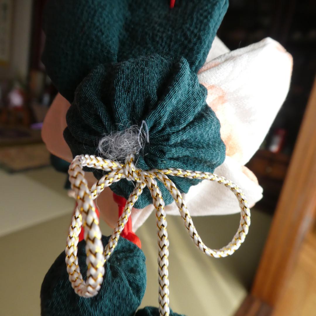 古布　正絹　吊るし椿　錦紗縮緬　ピンク　桃色　疋田模様　さげもん　アンティーク