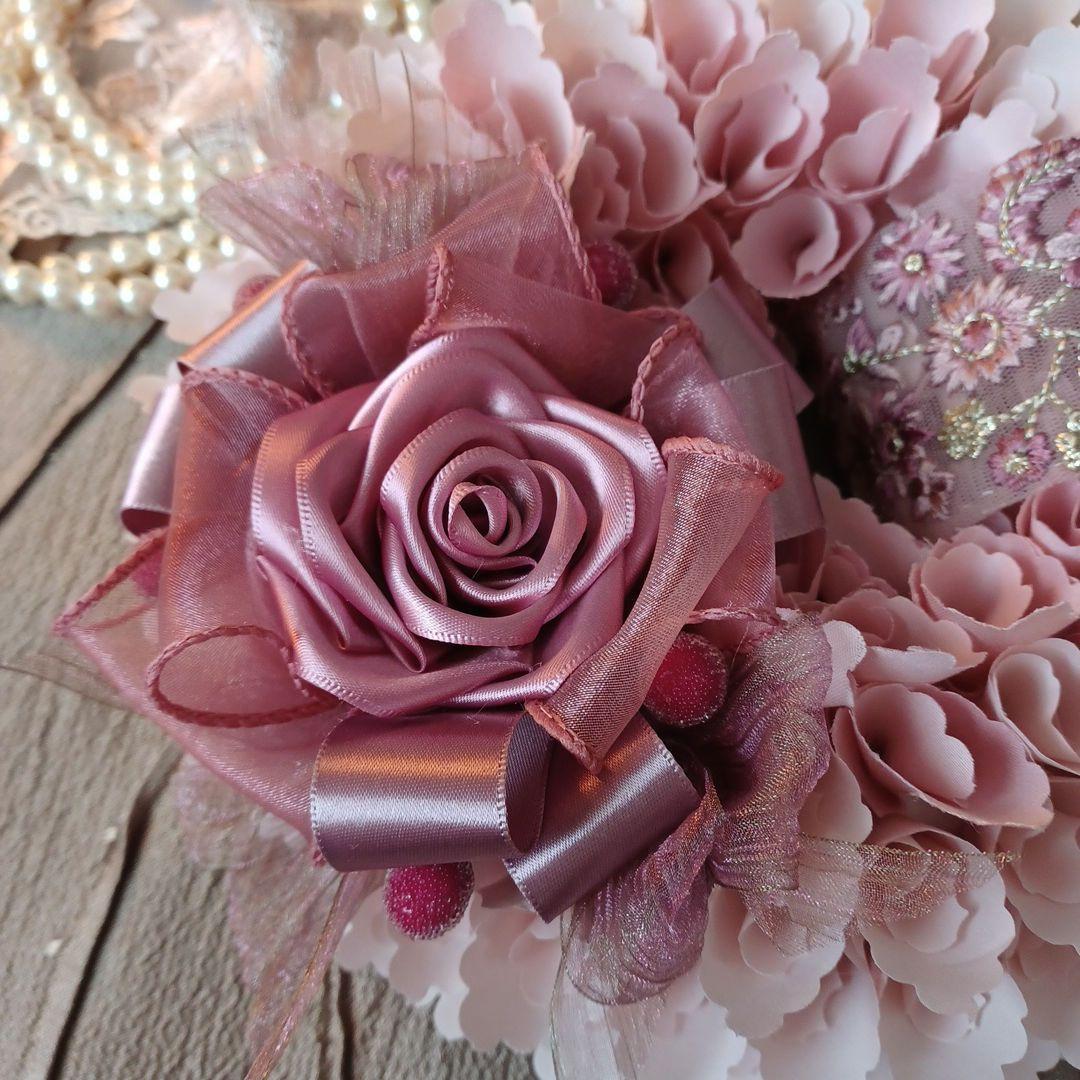 ＊モンブラン＊布リース　フラワーリース　母の日　　ファブリックリース