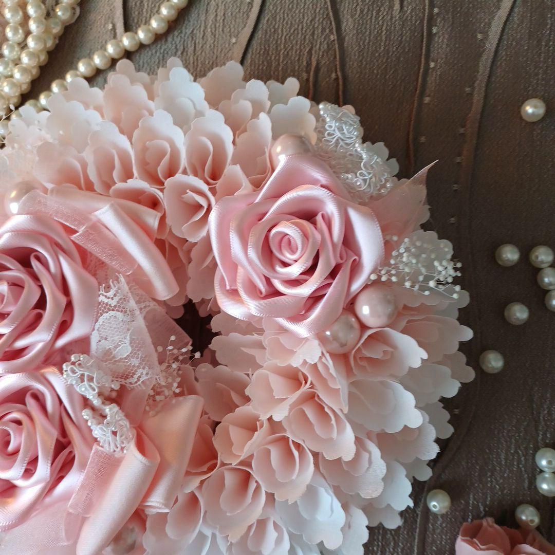 ＊モンブラン＊布リース　フラワーリース　母の日　　ファブリックリース