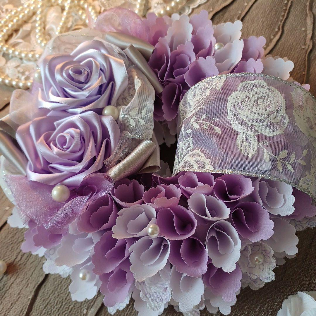 ＊モンブラン＊布リース　フラワーリース　母の日　　ファブリックリース