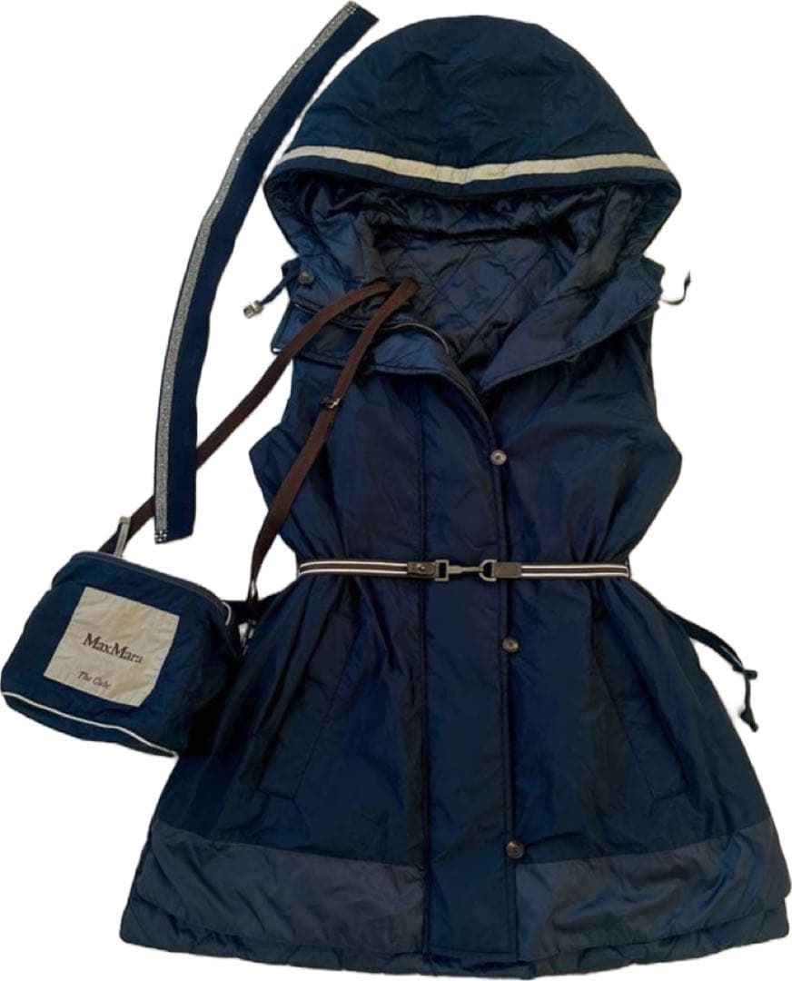 MaxMara別売ビジュートリム付 豪華 多機能 リバーシブルダウンベスト 38