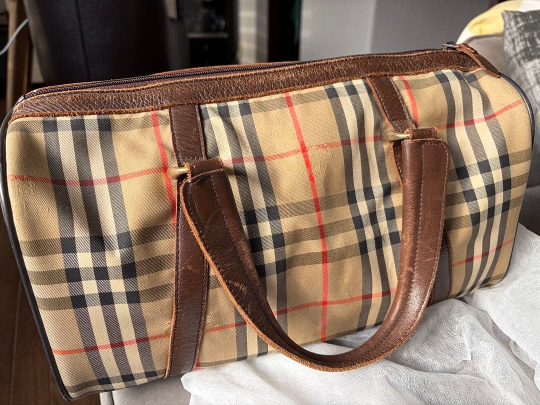 Burberry チェック柄 ボストンバッグ