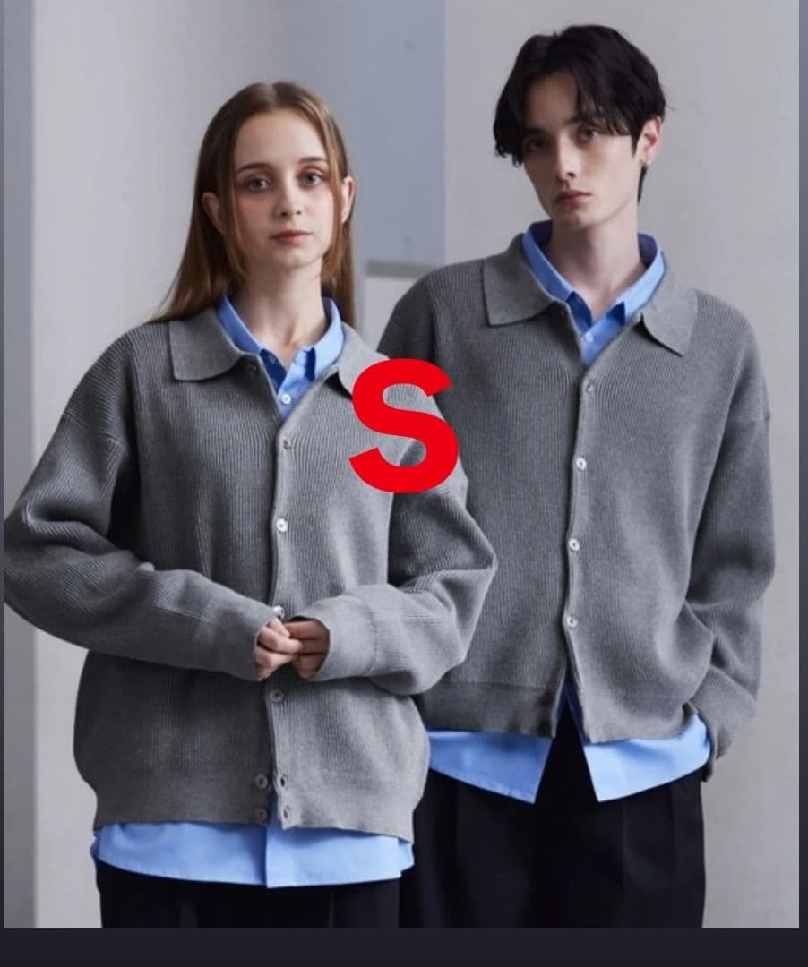 【CLEL】畦編みニットシャツカーディガン（S）