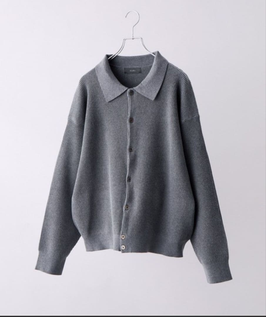【CLEL】畦編みニットシャツカーディガン（S）