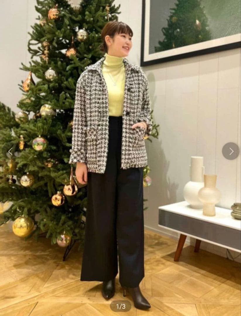 美品 BACCA バッカ　ハウンドトゥースツイードワーカーズジャケット