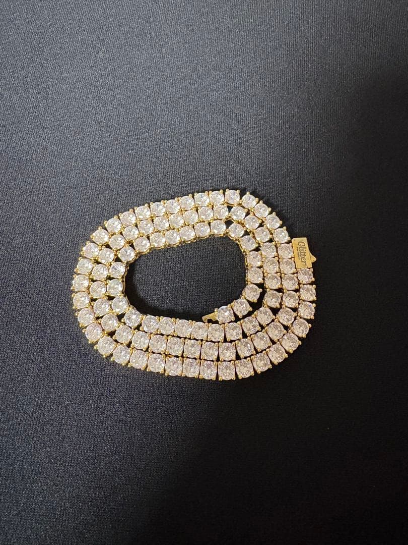 Glitter ゴールドジルコニアネックレス 約52cm