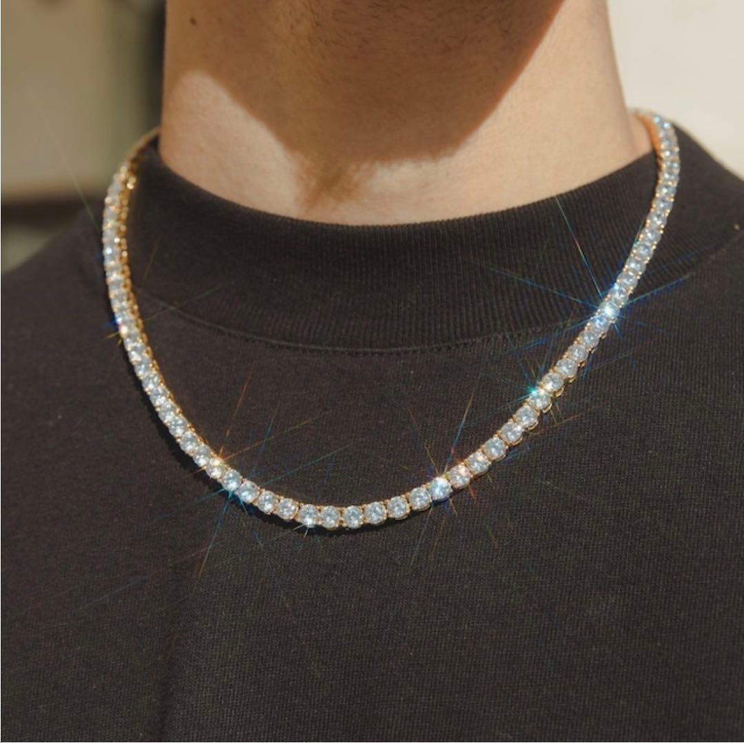 Glitter ゴールドジルコニアネックレス 約52cm