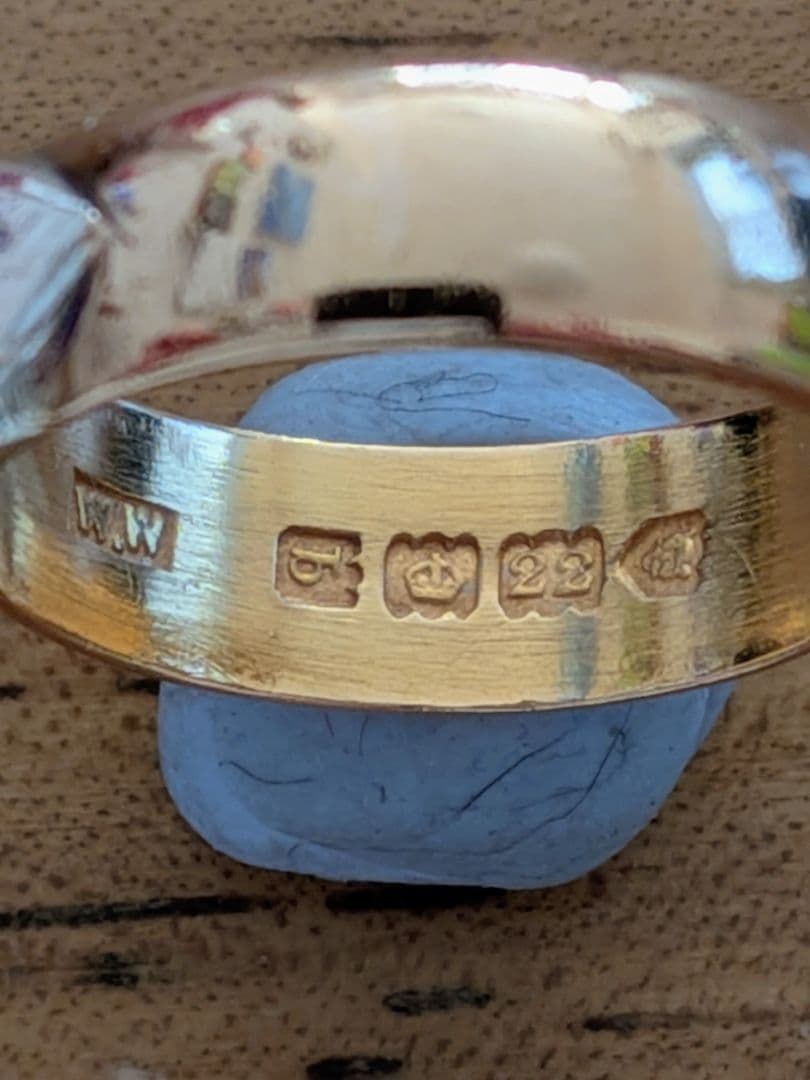 アンティーク 22金 サファイア バンドリング 英国 純金