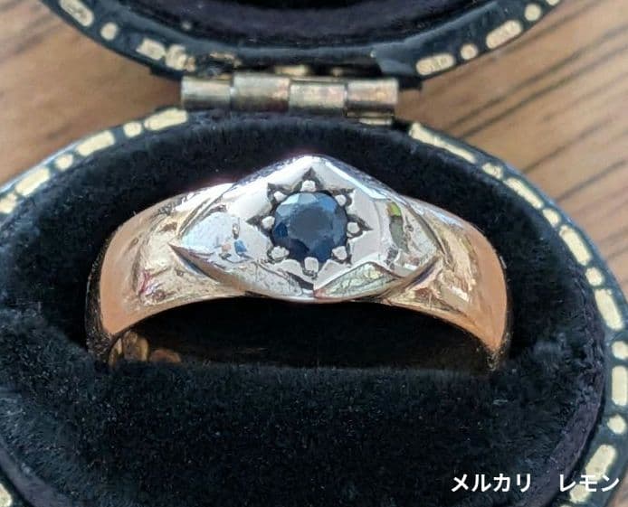 アンティーク 22金 サファイア バンドリング 英国 純金