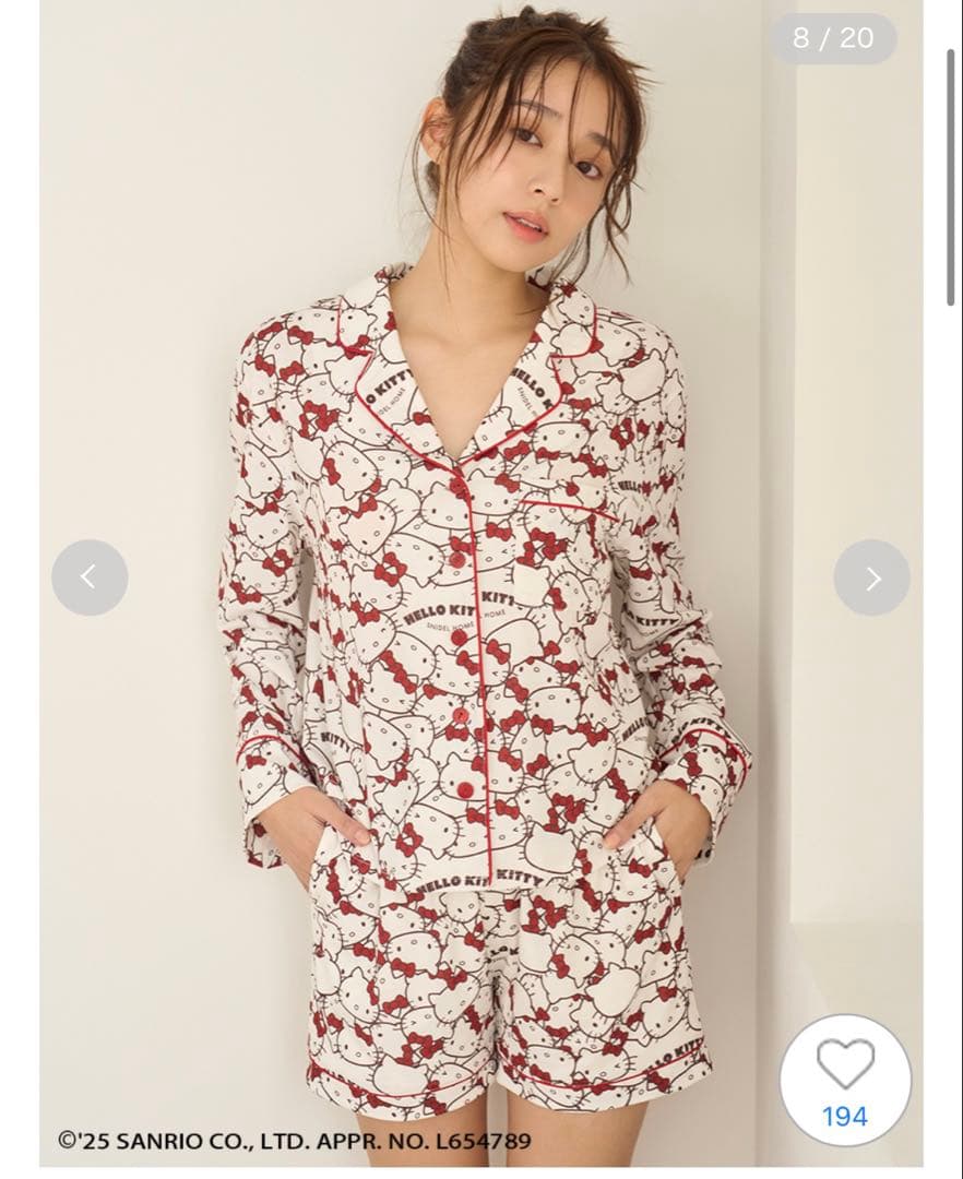 【HELLO KITTY】総柄ロングパンツ& 総柄開襟シャツ