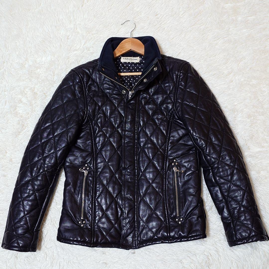 希少 ヴァンキッシュ【M】羊革 キルティングレザージャケット 黒 ☆美品☆
