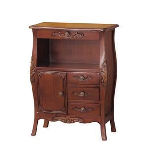 アンティーク調電話台/ファックス台 【幅60cm ブラウン】 木製/マホガニー