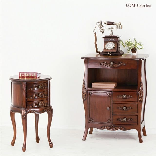 アンティーク調電話台/ファックス台 【幅60cm ブラウン】 木製/マホガニー