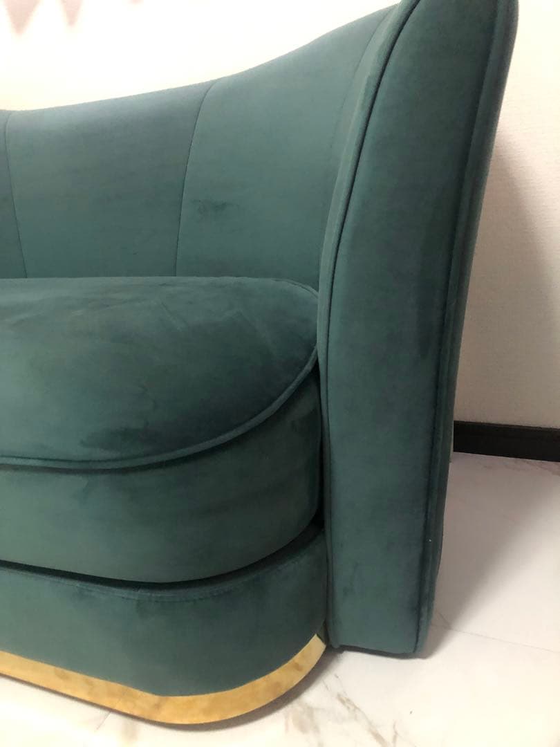 【Francfranc】ダークグリーン カーブ型ソファ