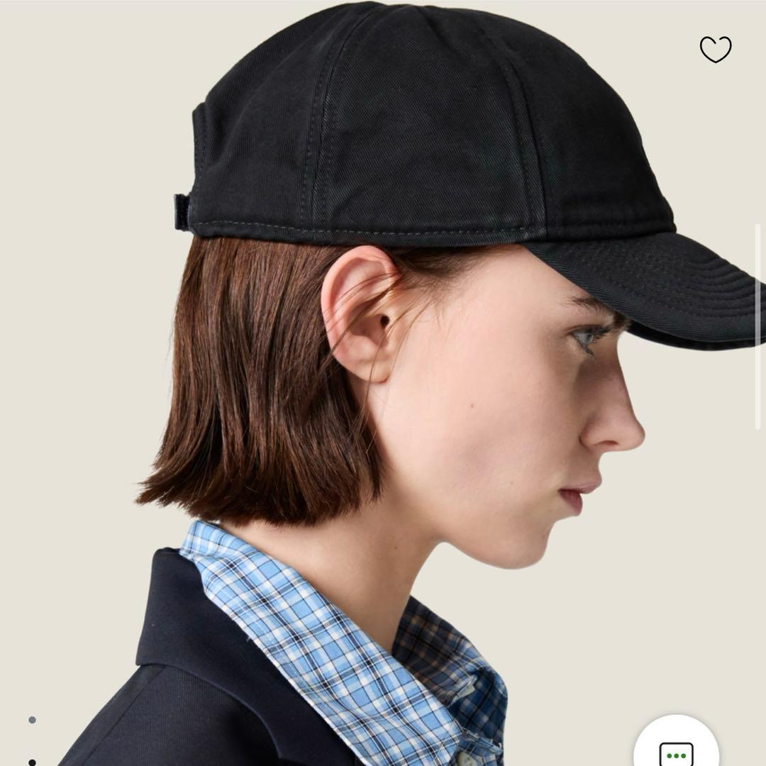 miu miu ドリル ベースボールキャップ　ブラック　M