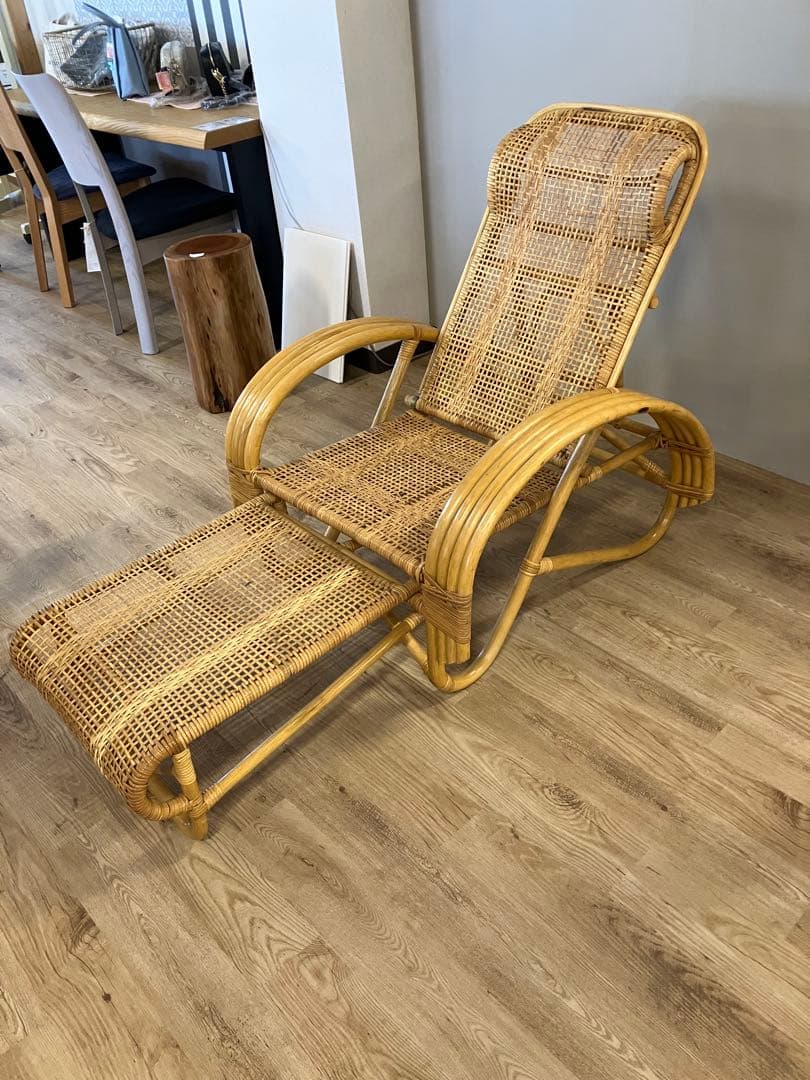 ラタン　リクライニングチェア　ジャンク品
