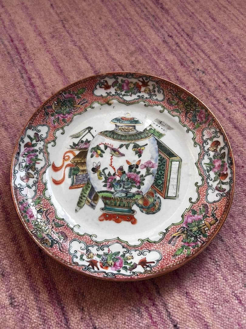 粉彩中国アンティークお皿@a50