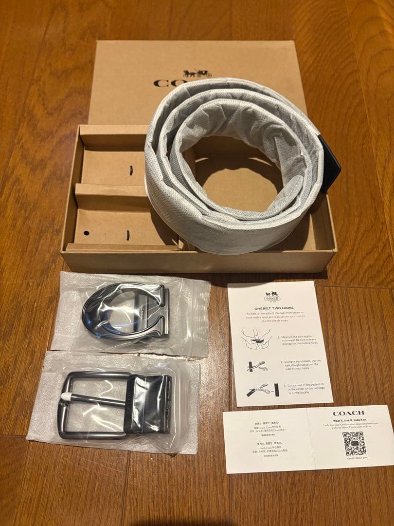 COACH コーチ　新品　リバーシブル　シグネチャー　ベルト　バックル回転