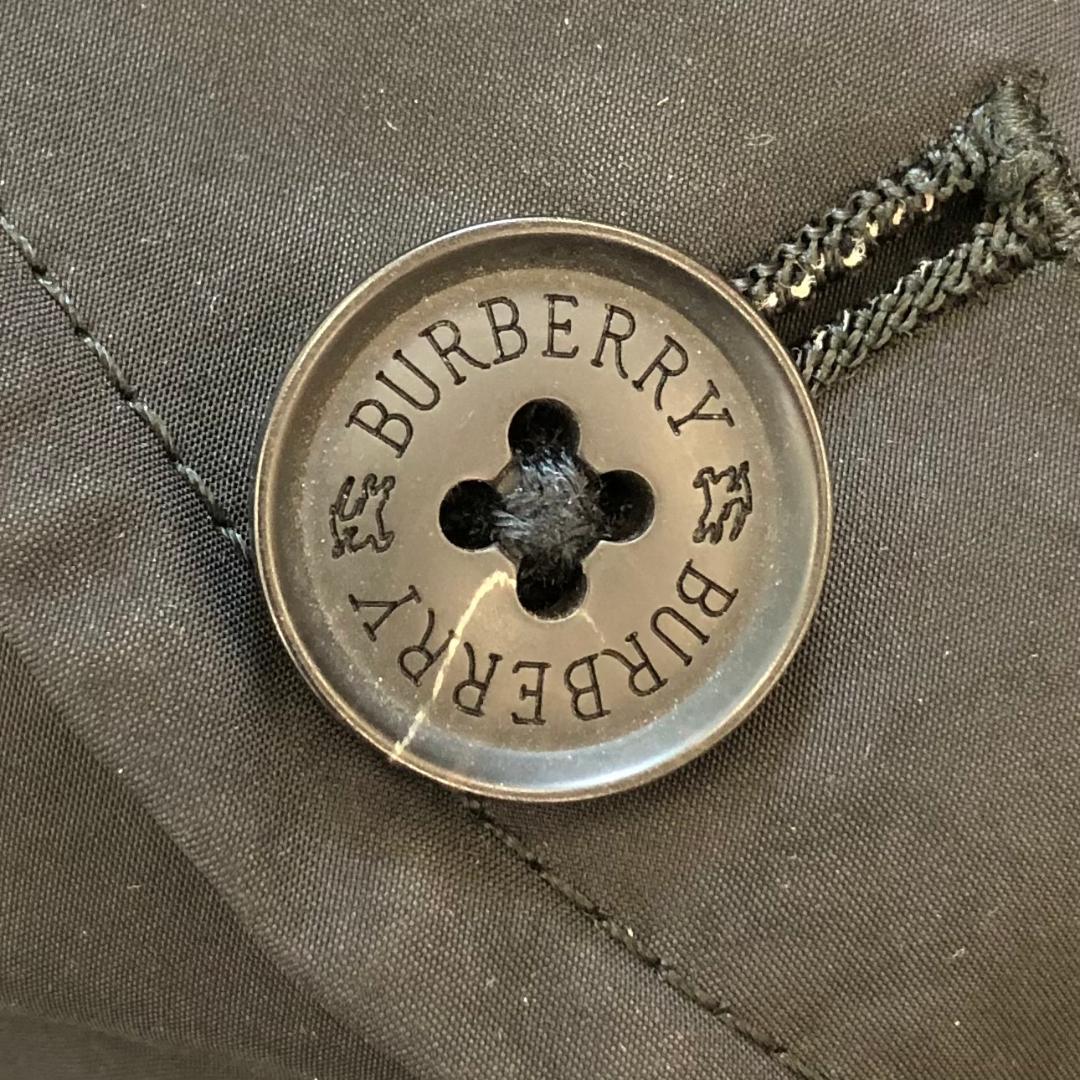 バーバリー ステンカラーコート Lサイズ ノバチェック ラビットファー 黒色