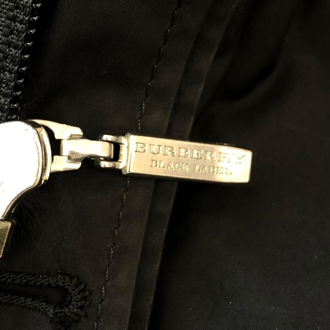 バーバリー ステンカラーコート Lサイズ ノバチェック ラビットファー 黒色