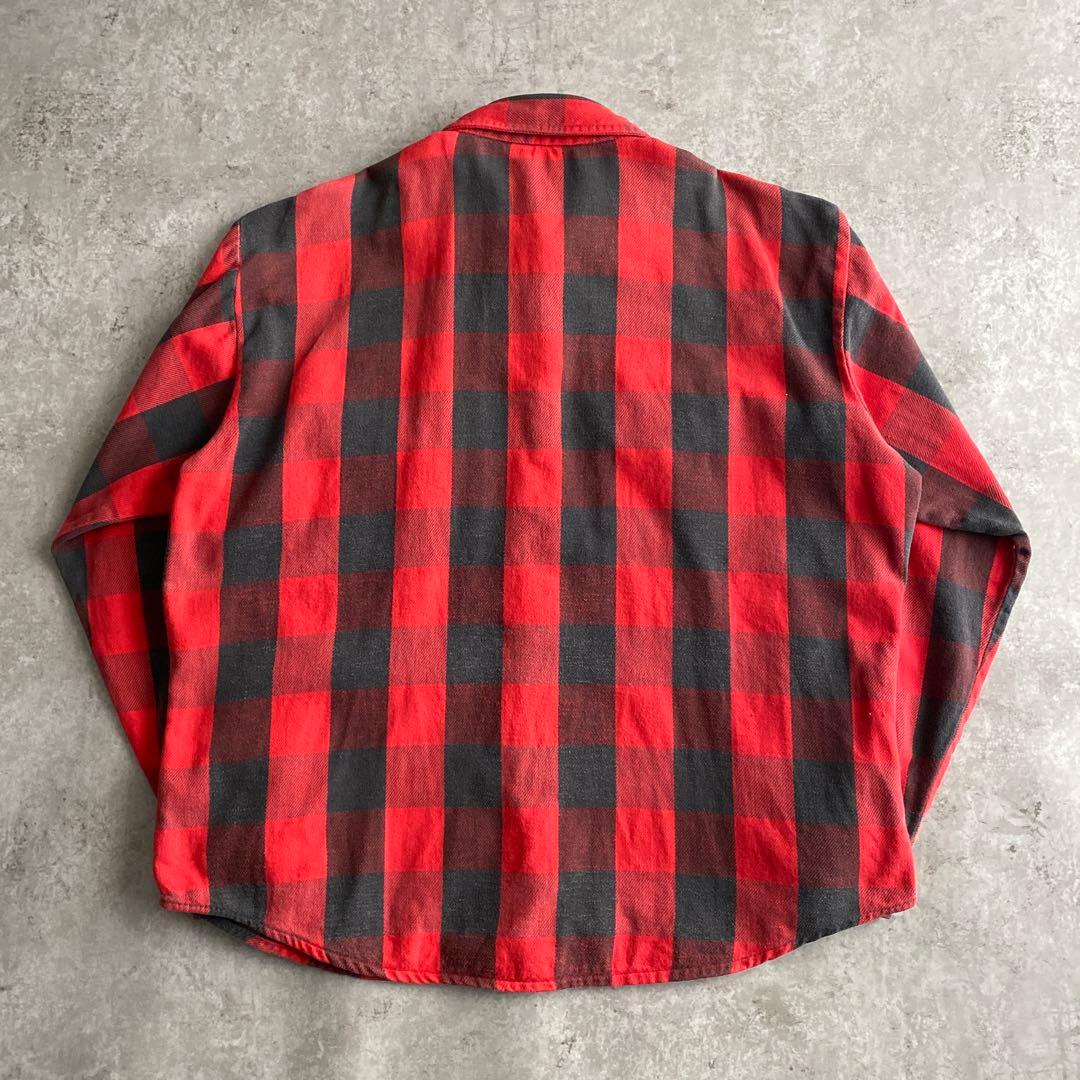 好配色70sファイブブラザーFIVE BROTHERネルシャツUSA製XL赤×黒
