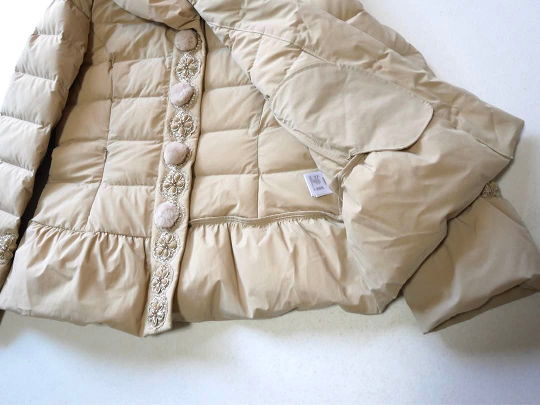 スーパービューティー レース ファーボンボン ダウンコート 40