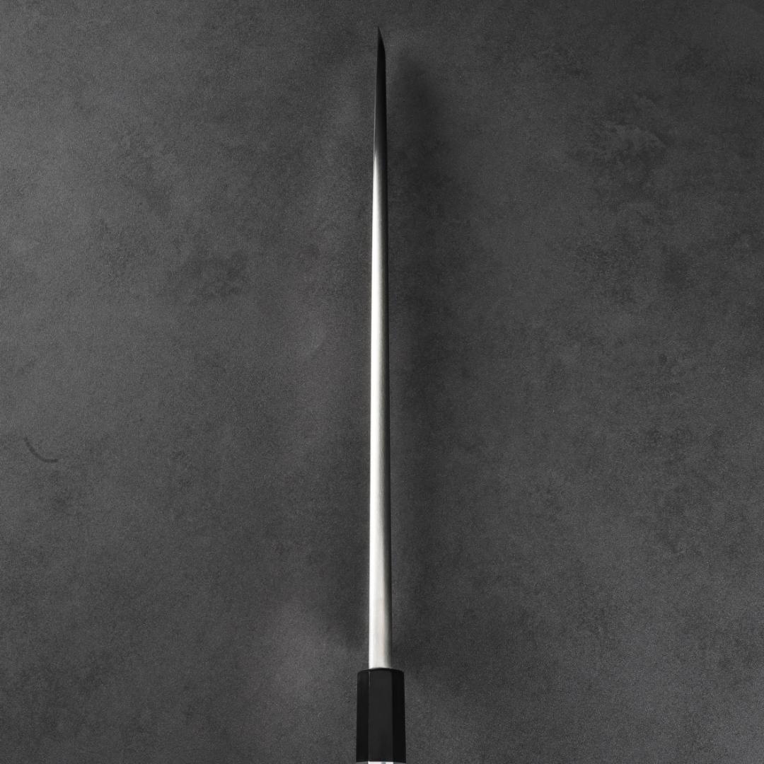 7270 究極の出刃包丁 尺 刺身包丁 解体包丁 黒檀黒水牛角一本銀巻八角柄