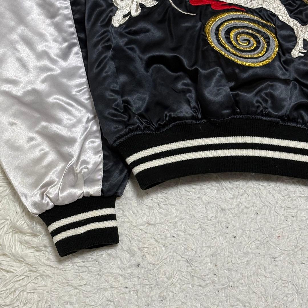 プリンス商会 スカジャン 龍 ドラゴン 横須賀 ブラック&シルバー LL サイズ