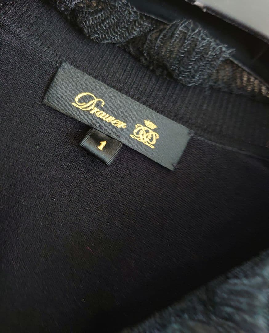 DRAWER ドゥロワー/16G　ネックフリル　ロングスリーブニット