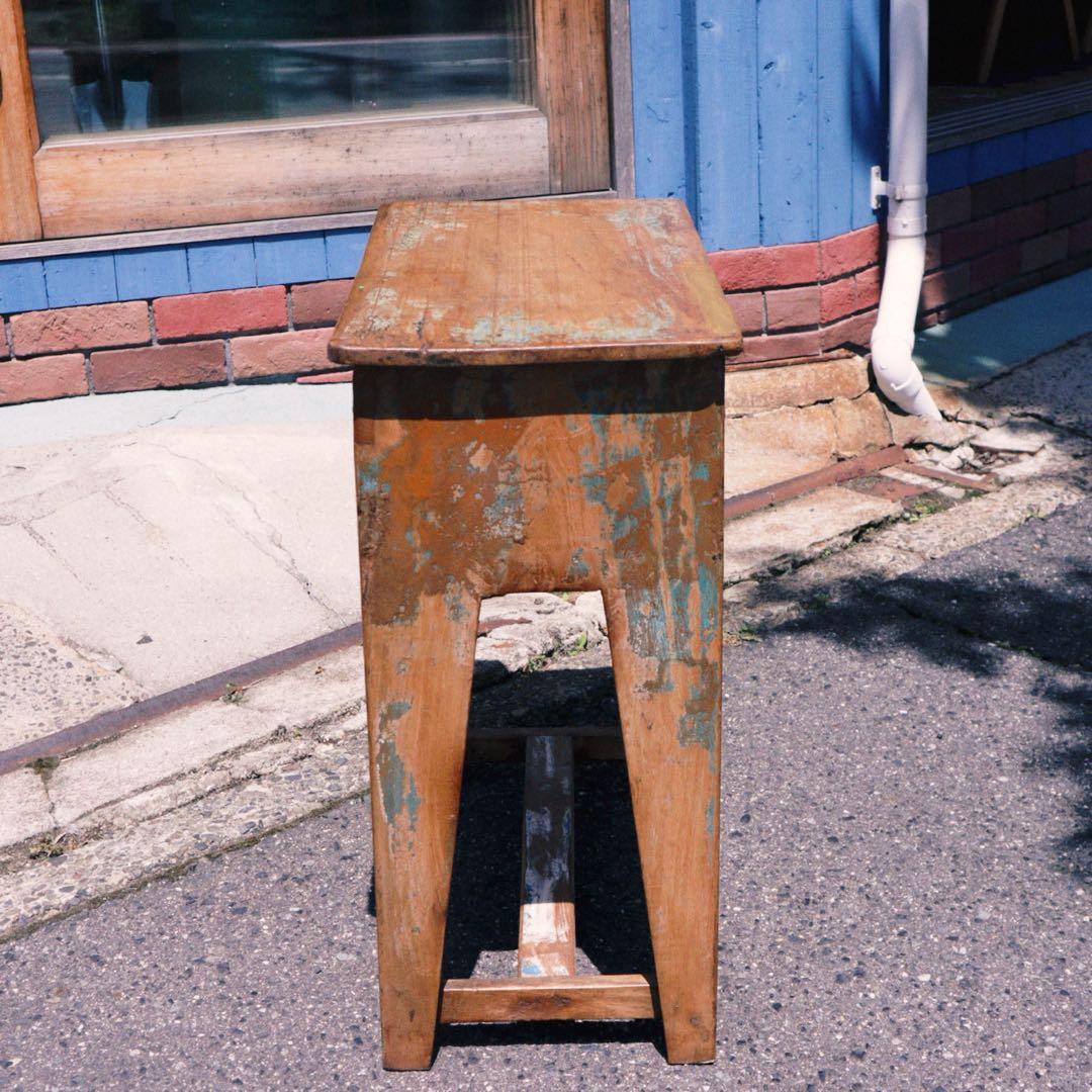 インド製　ビンテージ　木製デスク