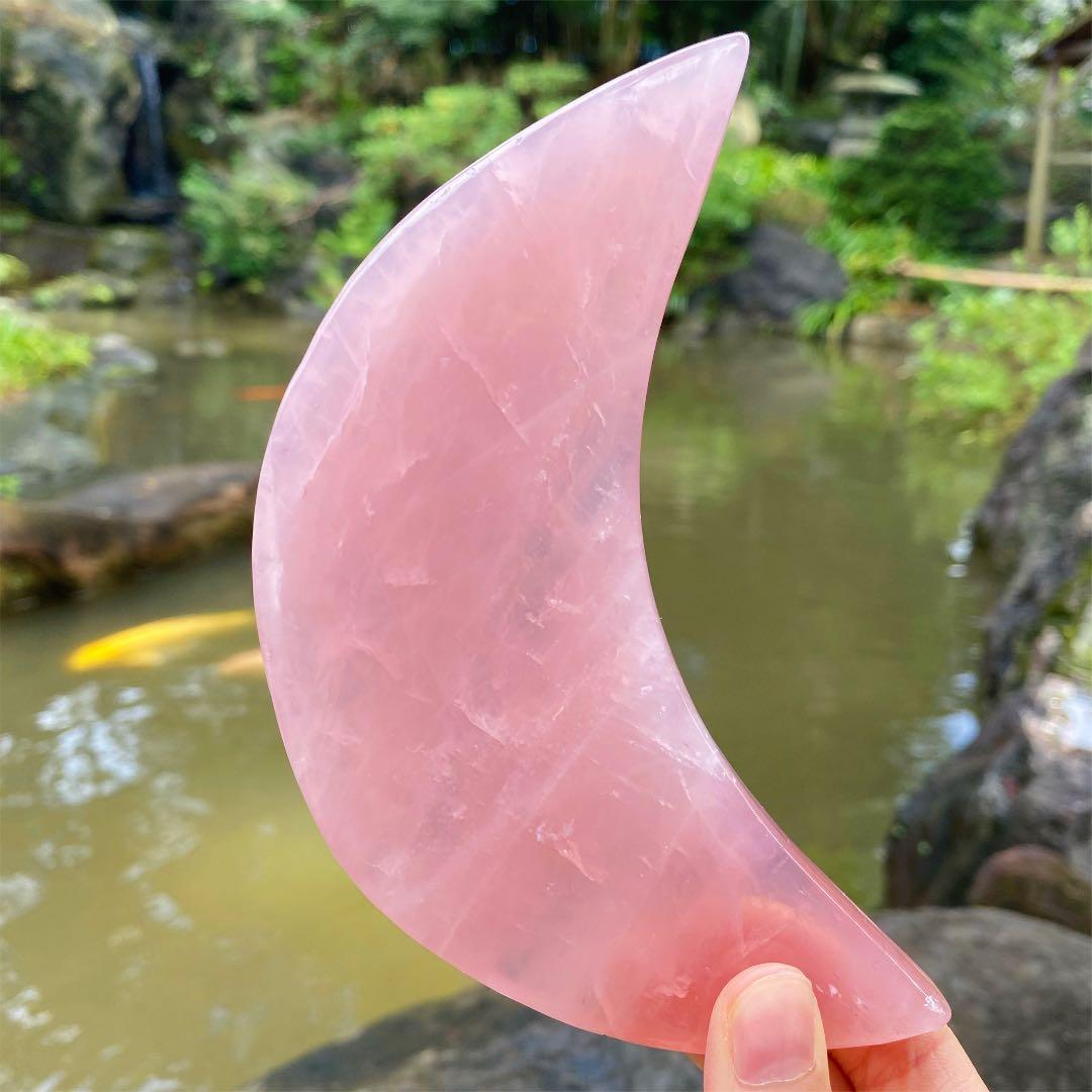 ローズクォーツ　原石　ムーン　プレート