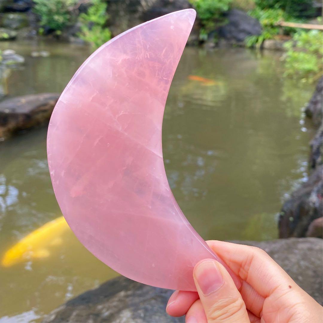ローズクォーツ　原石　ムーン　プレート