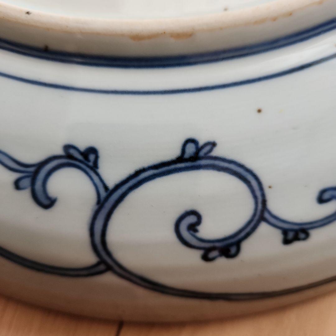 五彩手菊花染め付け龍紋図大皿