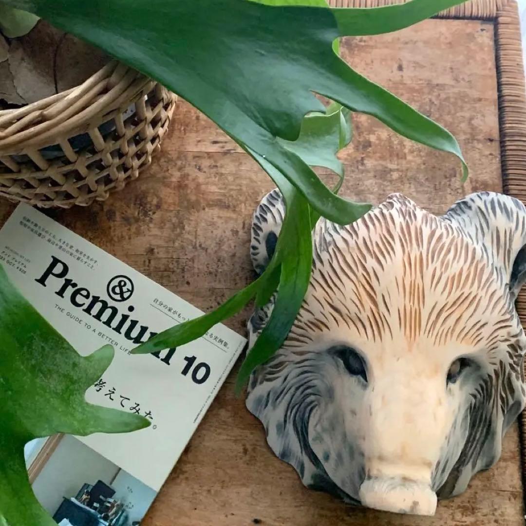 ヴィンテージ　木彫り熊　農民美術　八雲　北海道　熊面　熊の置物　壁掛け　一刀彫