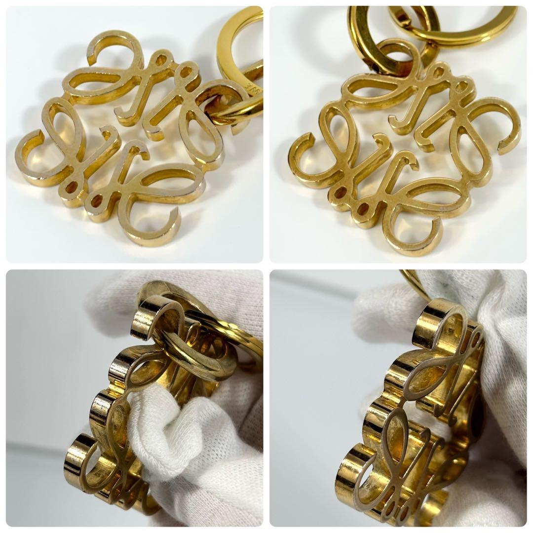 ✨美品✨ロエベ アナグラム キーリング 刻印 バッグ チャーム ゴールド 金