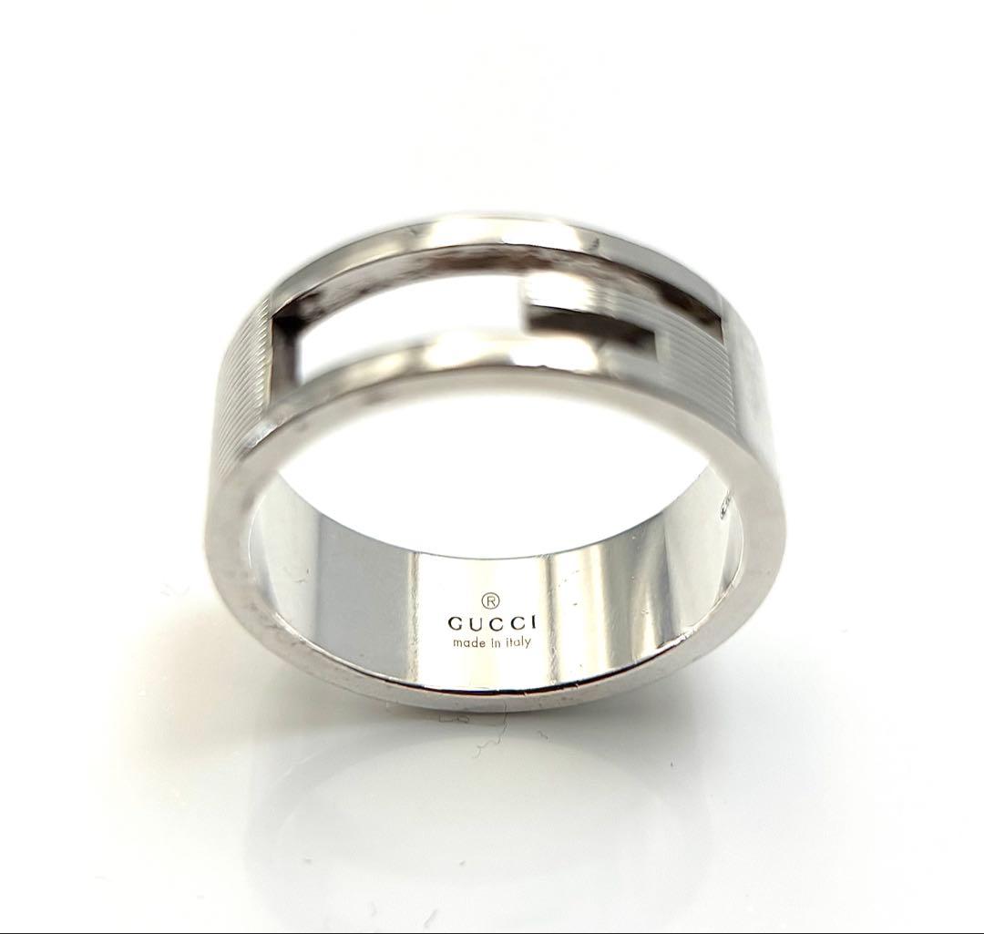 グッチ GUCCI シルバー925製 ブランデッド カットアウト Gリング 25