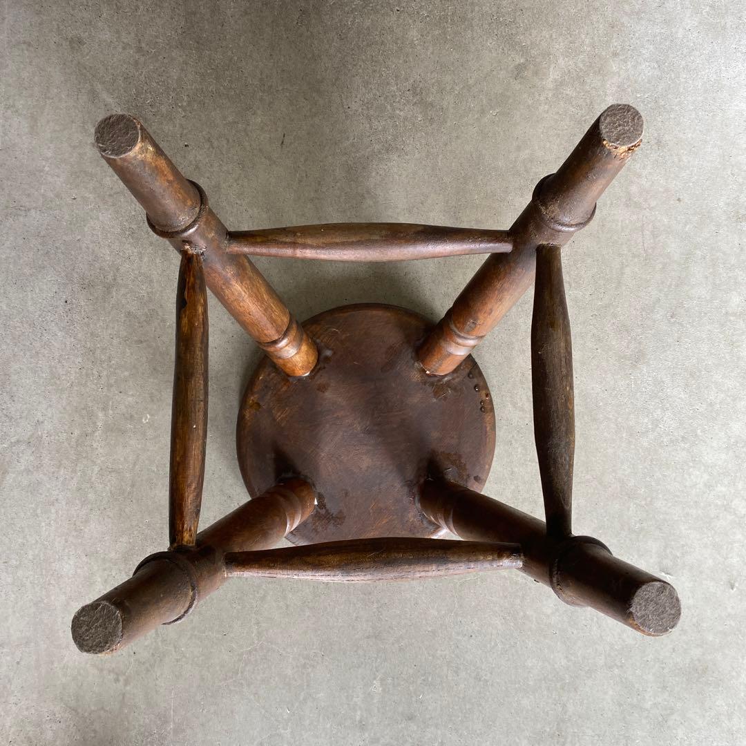 木製スツール　木製イス　花台　丸椅子　アンティーク　レトロ　b2