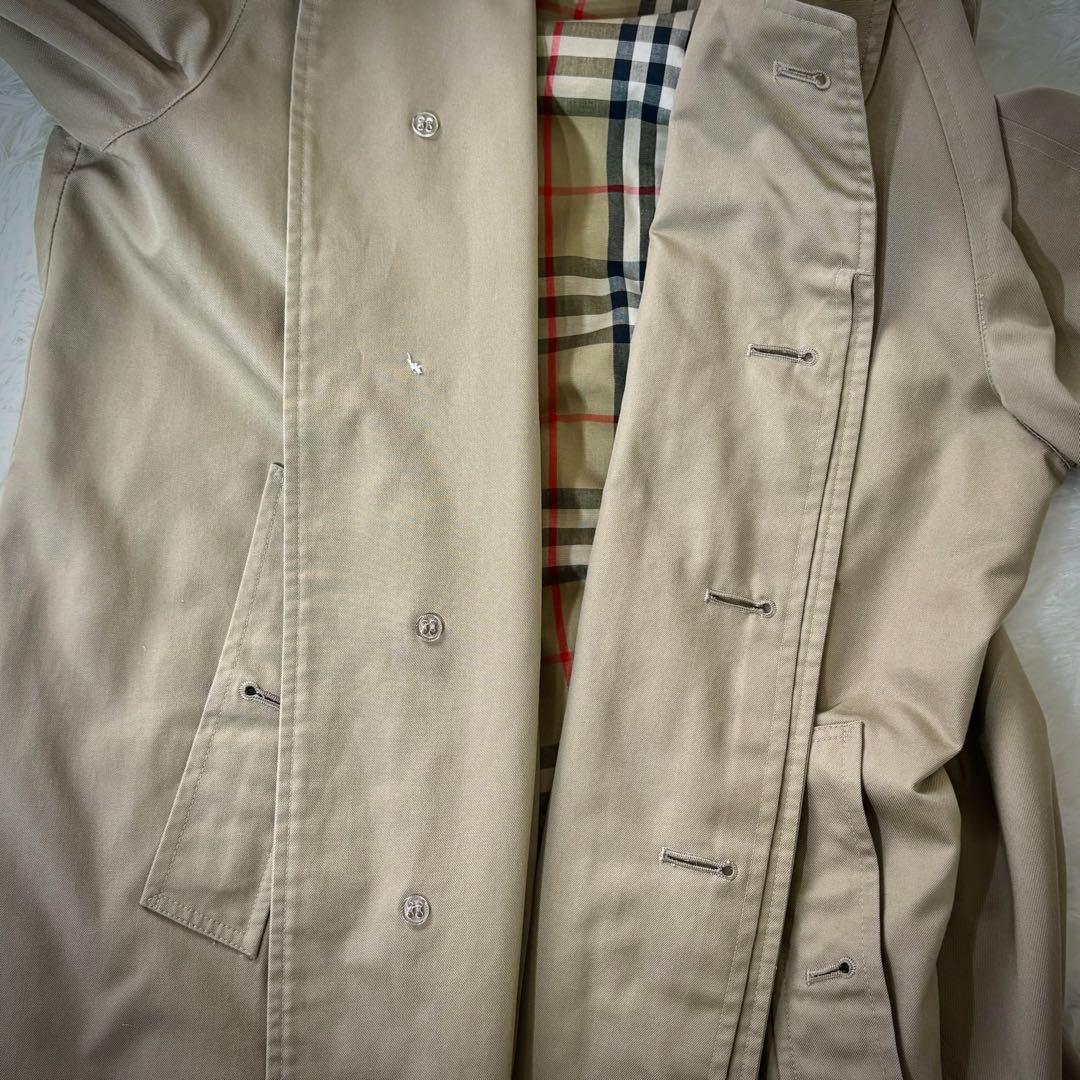 【良品】バーバリーズ・ステンカラーコート・ノバチェック・ベージュ・XL相当