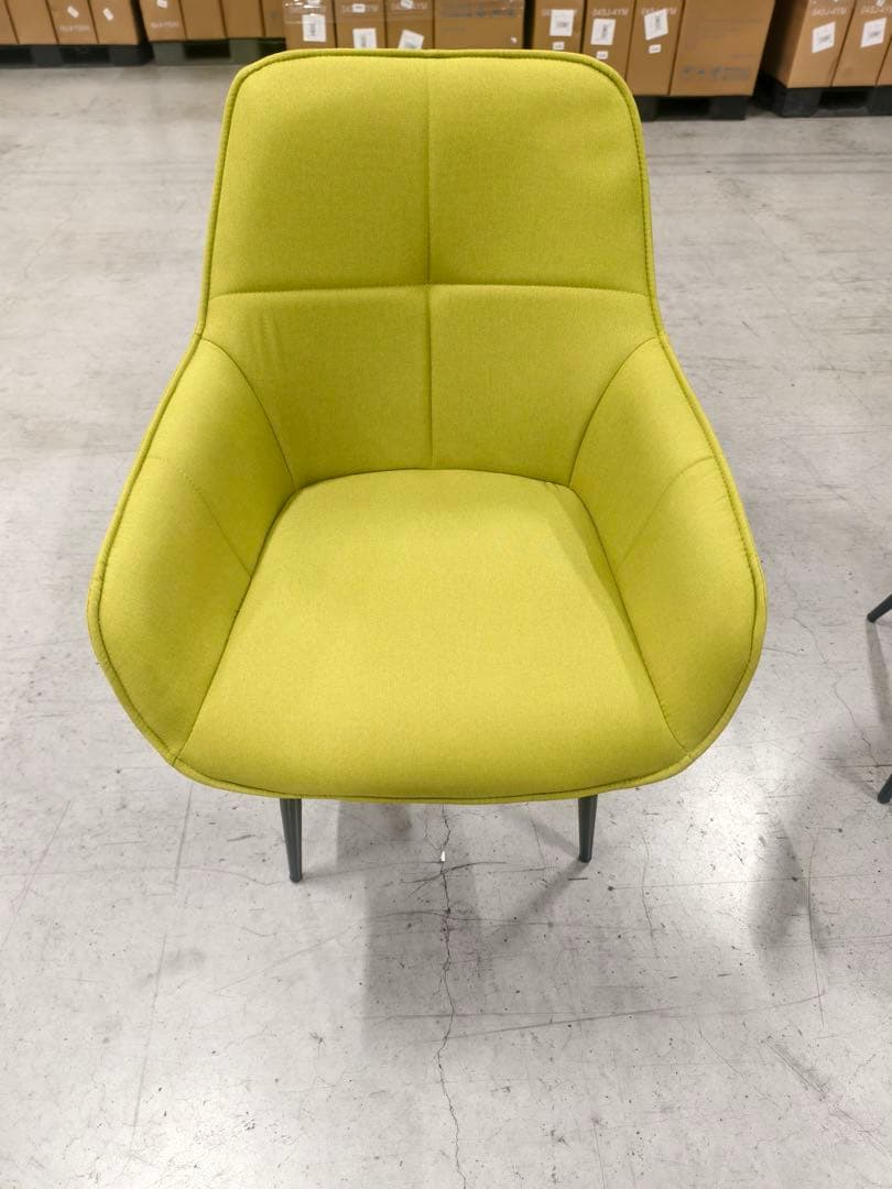 ダイニングチェアイエロー4脚セット布張り北欧風デザインファブリック製9234GN