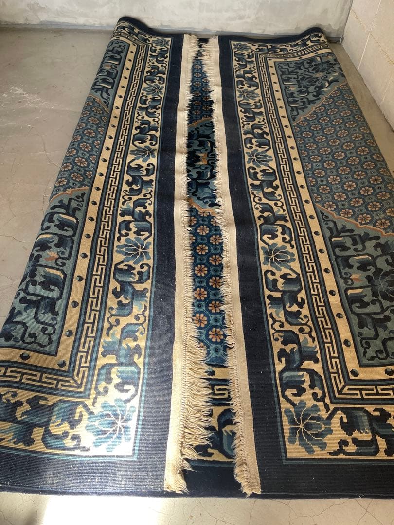 中国段通　4畳半　245×245 正方形　絨毯　カーペット　毛100% 手織り