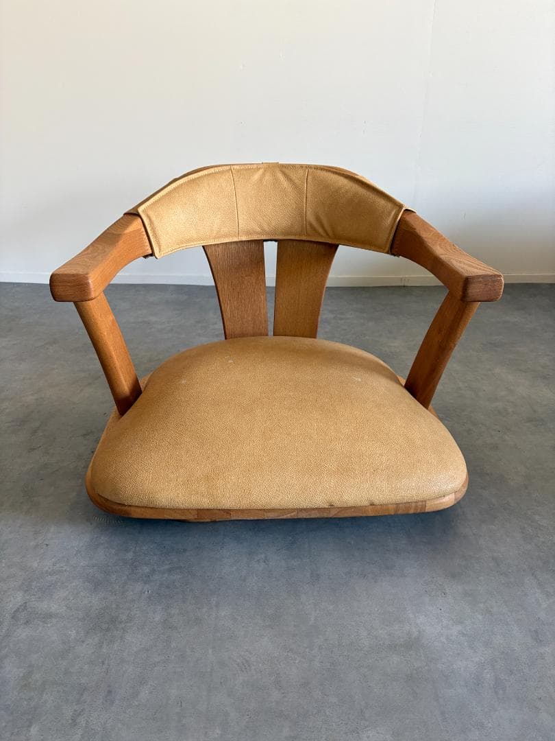 日本製 無垢材 回転座椅子【B】