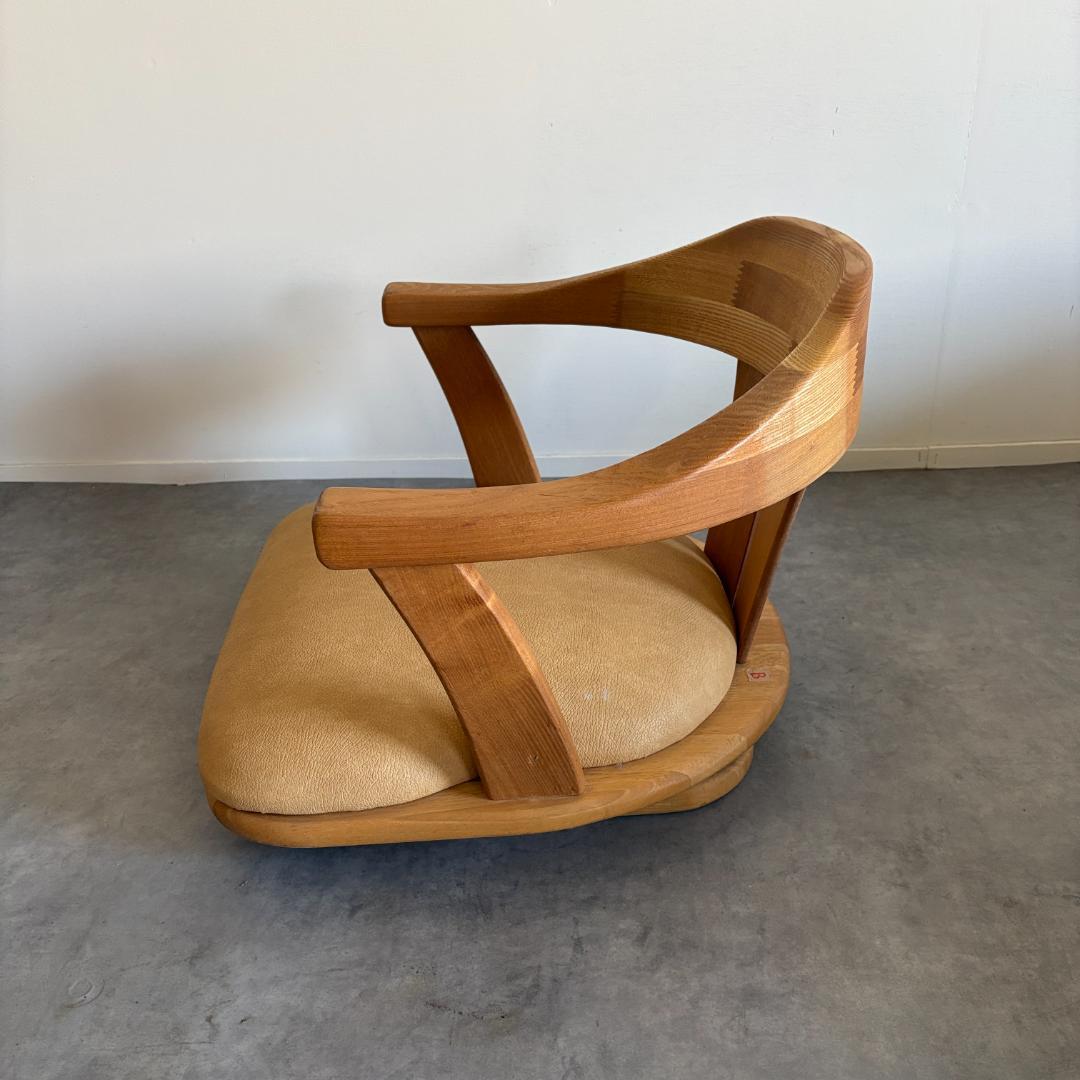 日本製 無垢材 回転座椅子【B】