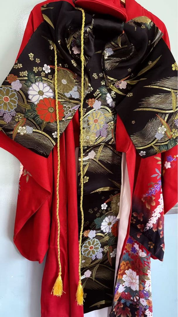 4️⃣着物 豪華 振袖 袋帯 作り帯 巾着バッグ 3点セット