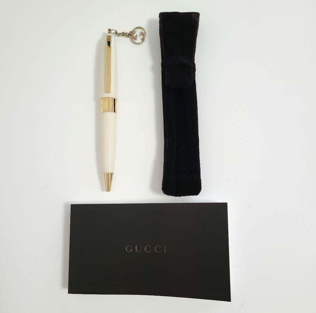 専用ケース 説明書付き GUCCI ボールペン ホワイト ゴールド